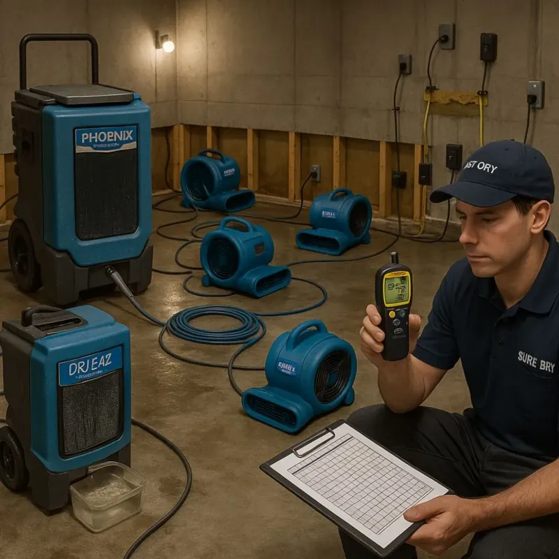 Structural Drying and Dehumidification process in White Bluff, TN